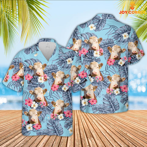 Joy Corners Hereford Sierra Blue Pattern 3D Hawaiian Shirt