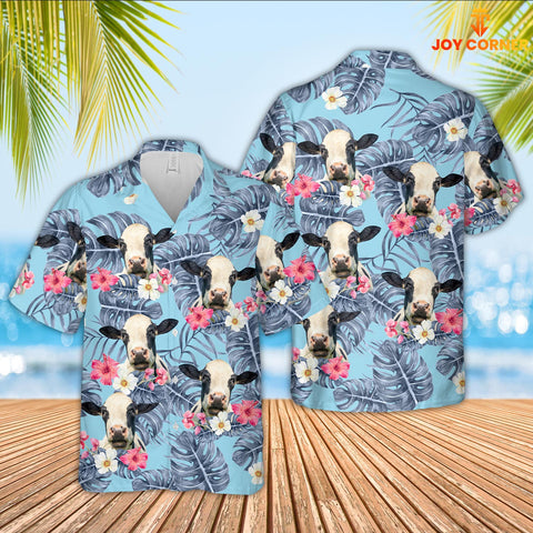 Joy Corners Holstein Sierra Blue Pattern 3D Hawaiian Shirt