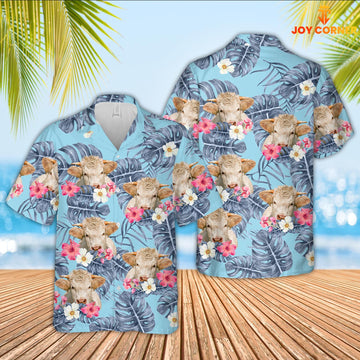 Joy Corners Charolais Sierra Blue Pattern 3D Hawaiian Shirt