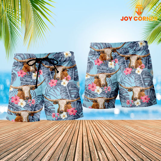 Joy Corners Texas Longhorn Sierra Blue Pattern 3D Shorts