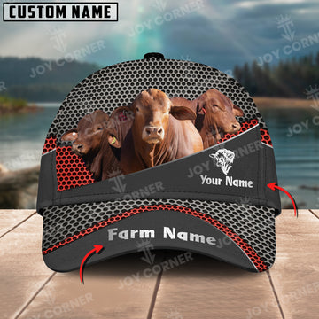 Joycorners Droughtmaster Customized Name And Farm Name Metal 3D Classic Cap