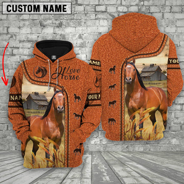 Joycorners Farm Custom Name Horse Leather Pattern 3D Printed Hoodie