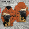 Joycorners Farm Custom Name Black Angus Leather Pattern 3D Printed Hoodie