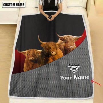 Joycorners Love Highland Cattle Metal Pattern 3D Blanket