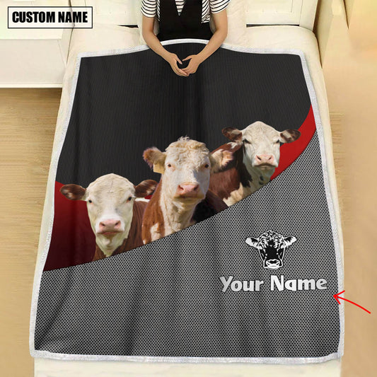 Joycorners Love Hereford Cattle Metal Pattern 3D Blanket