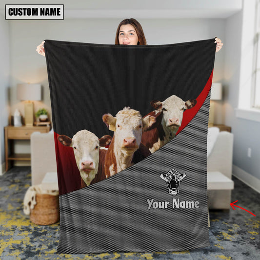 Joycorners Love Hereford Cattle Metal Pattern 3D Blanket