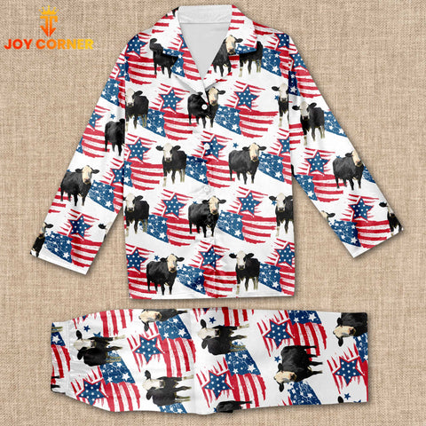Joycorners Holstein Happy US Flag Pattern 3D Pajamas