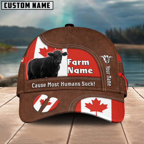 Joycorners Black Angus Canada Flag Customized Name And Farm Name Cap