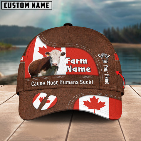 Joycorners Hereford Canada Flag Customized Name And Farm Name Cap