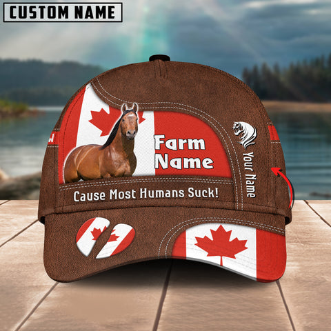 Joycorners Horse Canada Flag Customized Name And Farm Name Cap