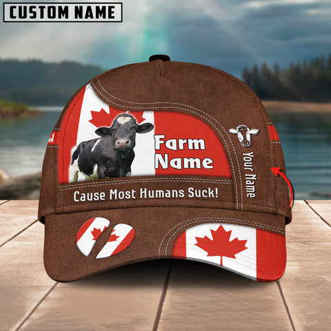 Joycorners Holstein Canada Flag Customized Name And Farm Name Cap