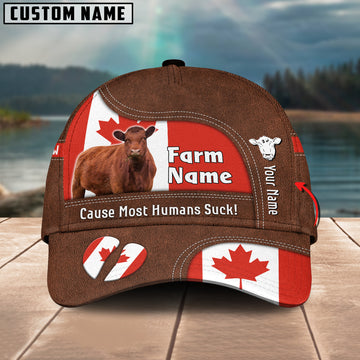 Joycorners Red Angus Canada Flag Customized Name And Farm Name Cap