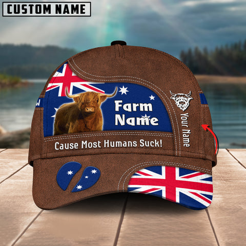 Joycorners Highland Australia Flag Customized Name And Farm Name Cap