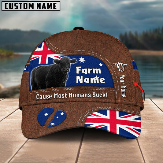 Joycorners Black Angus Australia Flag Customized Name And Farm Name Cap