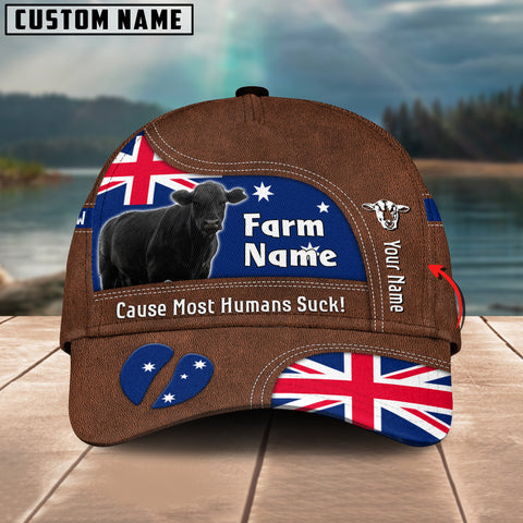 Joycorners Black Angus Australia Flag Customized Name And Farm Name Cap