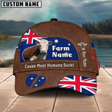 Joycorners Hereford Australia Flag Customized Name And Farm Name Cap