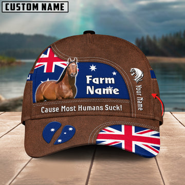 Joycorners Horse Australia Flag Customized Name And Farm Name Cap