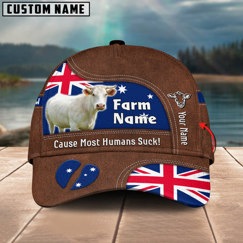 Joycorners Charolais Australia Flag Customized Name And Farm Name Cap