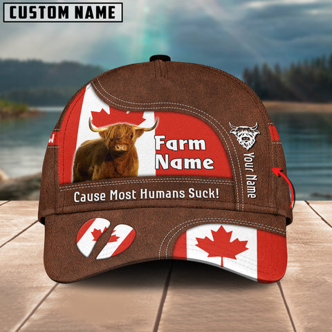 Joycorners Highland Canada Flag Customized Name And Farm Name Cap