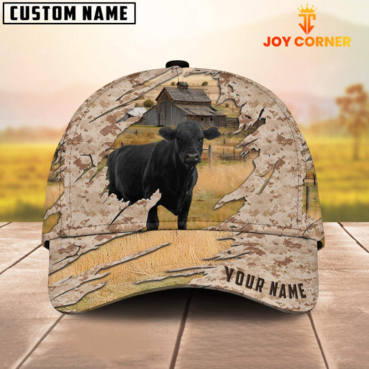 Joycorners Custom Name Black Angus Camo Pattern Cap