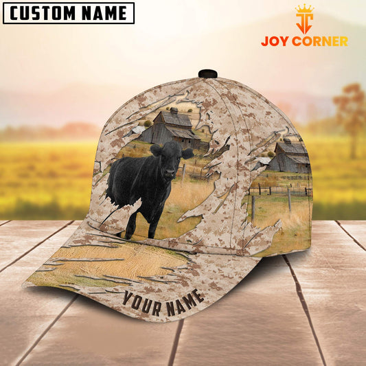 Joycorners Custom Name Black Angus Camo Pattern Cap