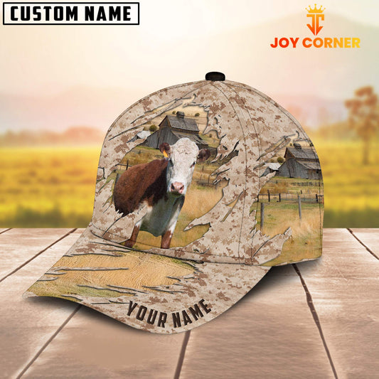 Joycorners Custom Name Hereford Cattle Camo Pattern Cap