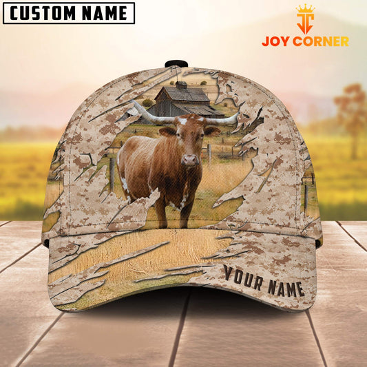 Joycorners Custom Name Texas Longhorn Camo Pattern Cap