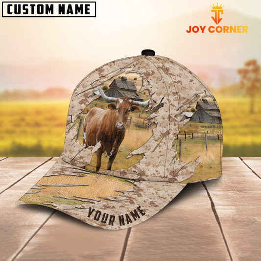 Joycorners Custom Name Texas Longhorn Camo Pattern Cap