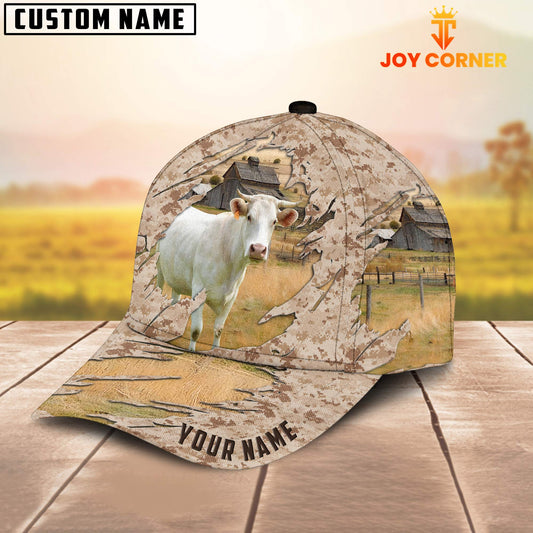 Joycorners Custom Name Charolais Cattle Camo Pattern Cap