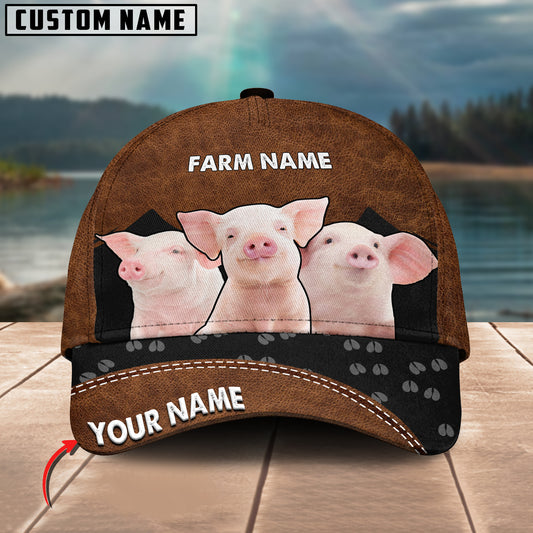 Joycorners Happy Pig Customized Name And Farm Name 3D Classic Cap