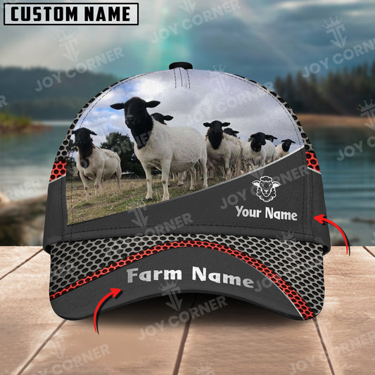 Joycorners Sheep Customized Name And Farm Name Metal 3D Classic Cap For Customer