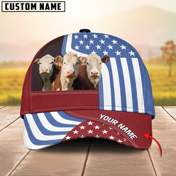 Joycorners Custom Name Hereford US Flag Proud 3D Classic Cap