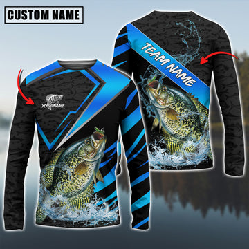 Joycorners Personalized Text Crappie Fishing Fish Pattern 3D Long Sleeve Shirt