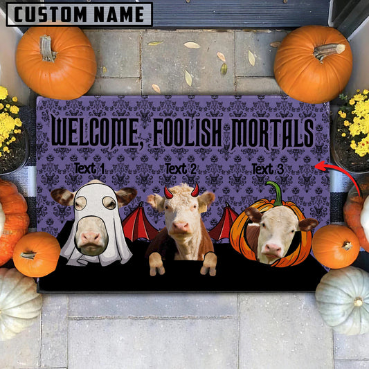 Joycorners Custom Name Hereford Welcome Foolish Mortals Doormat