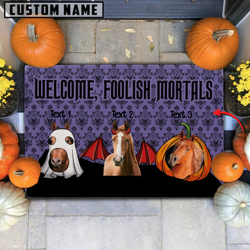 Joycorners Custom Name Horse Welcome Foolish Mortals Doormat