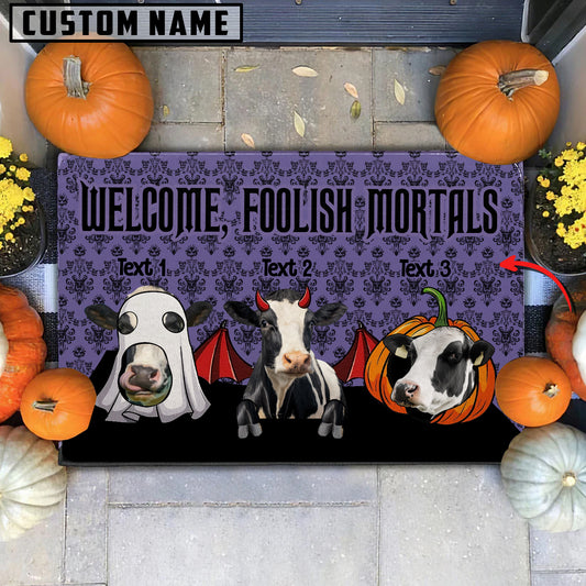 Joycorners Custom Name Holstein Welcome Foolish Mortals Doormat