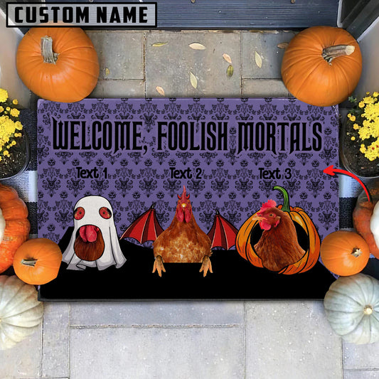 Joycorners Custom Name Chicken Welcome Foolish Mortals Doormat