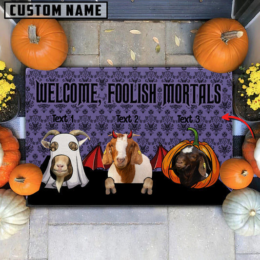 Joycorners Custom Name Boer Goat Welcome Foolish Mortals Doormat