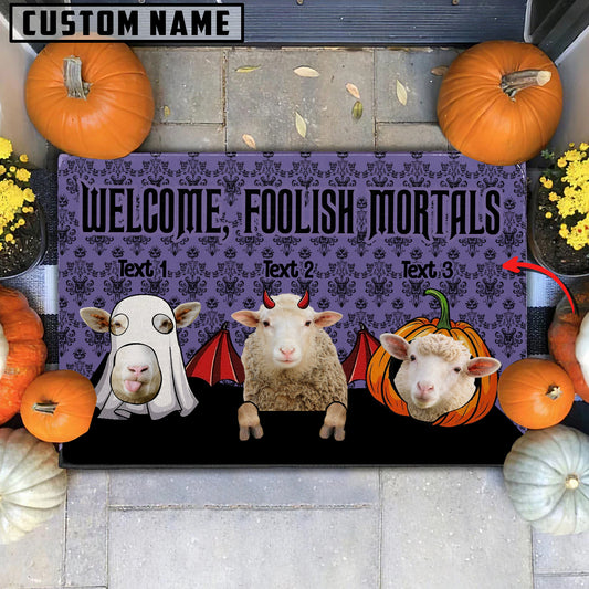 Joycorners Custom Name Sheep Welcome Foolish Mortals Doormat