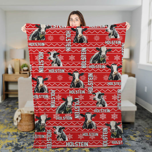 Joycorners Happy Holstein Cattle Merry Christmas Blanket