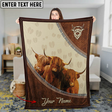 Joycorners Custom Name Highland Cattle Happiness 3D Blanket