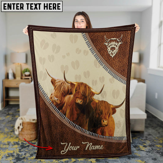 Joycorners Custom Name Highland Cattle Happiness 3D Blanket