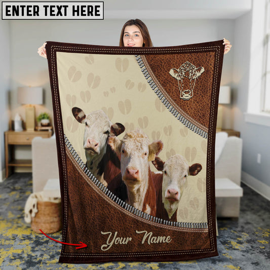 Joycorners Custom Name Hereford Cattle Happiness 3D Blanket