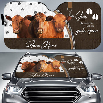 Joycorners Custom Text Funny Red Angus All Over Printed 3D Car Sun Shade