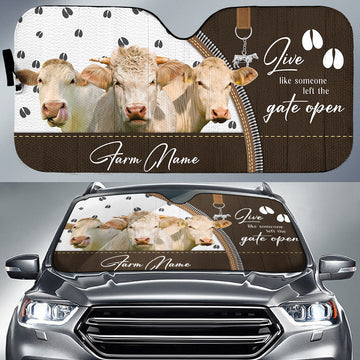 Joycorners Custom Text Funny Charolais All Over Printed 3D Car Sun Shade