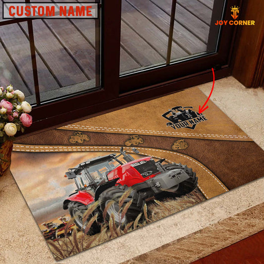 Joycorners Farm Personalized Name Red Tractor Doormat