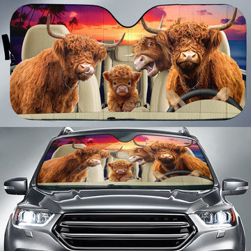 Joycorners Custom Text Highland After Sunset All Over Printed 3D Sun Shade