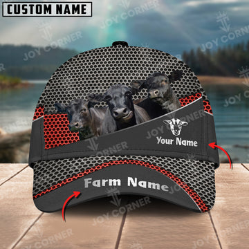 Joycorners Black Angus Customized Name And Farm Name Metal 3D Classic Cap