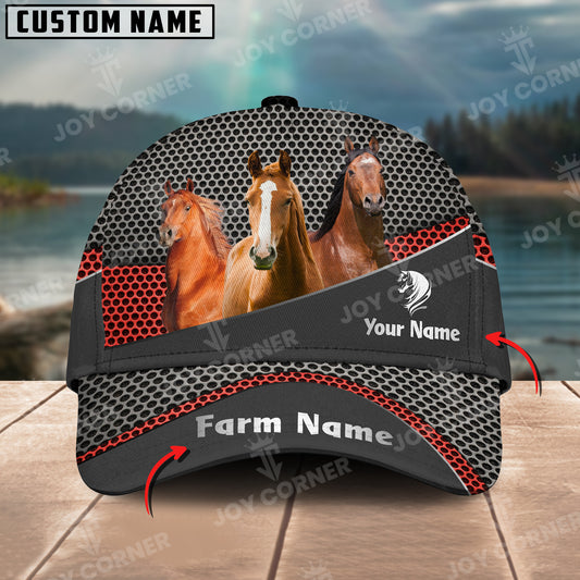 Joycorners Horse Customized Name And Farm Name Metal 3D Classic Cap