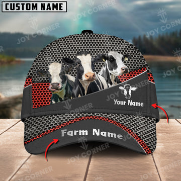 Joycorners Holstein Customized Name And Farm Name Metal 3D Classic Cap